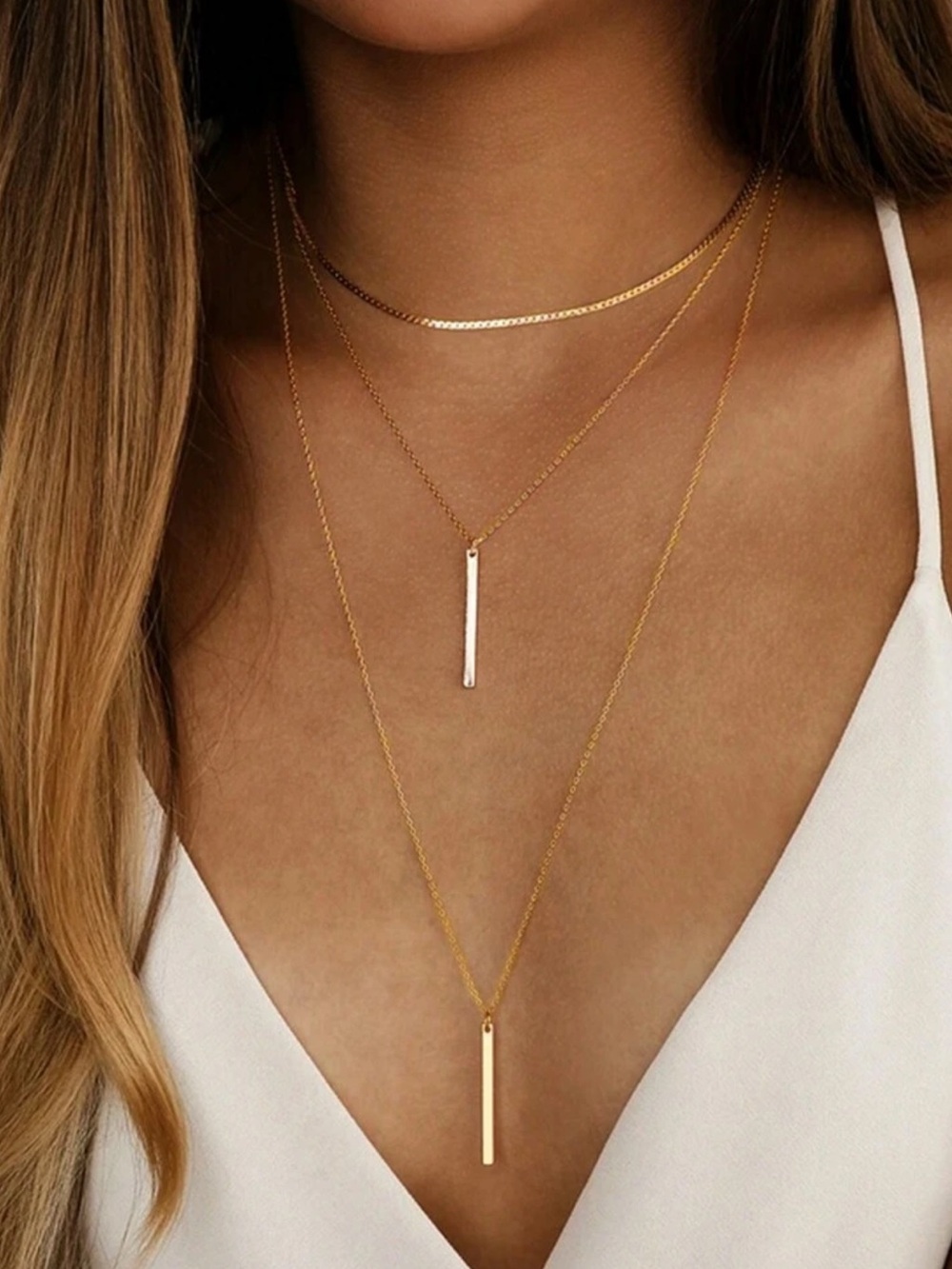 Kohl's Gold Layered Bar Pendant Necklace Trio - Gold